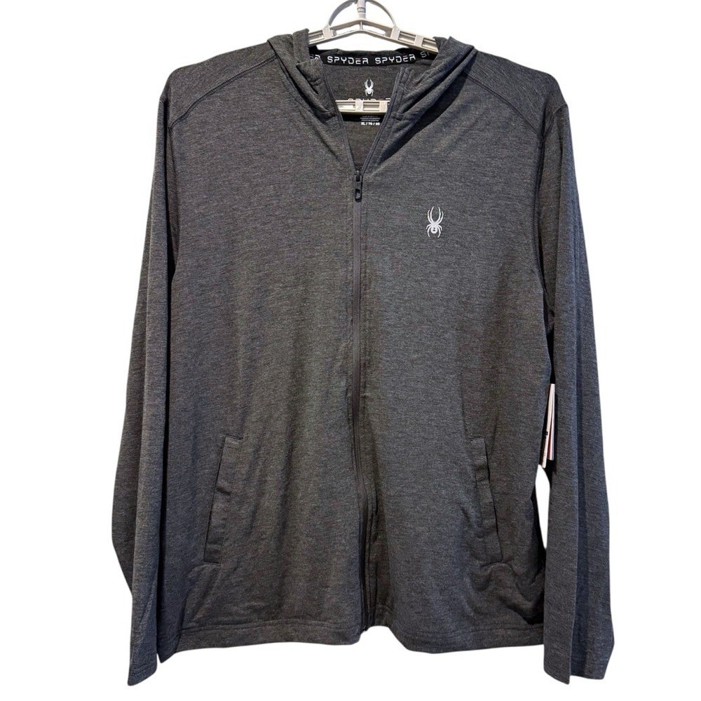 Spyder Full Zip Hoodie Jacket Gray Lightweight Athletic Casual Mens XL